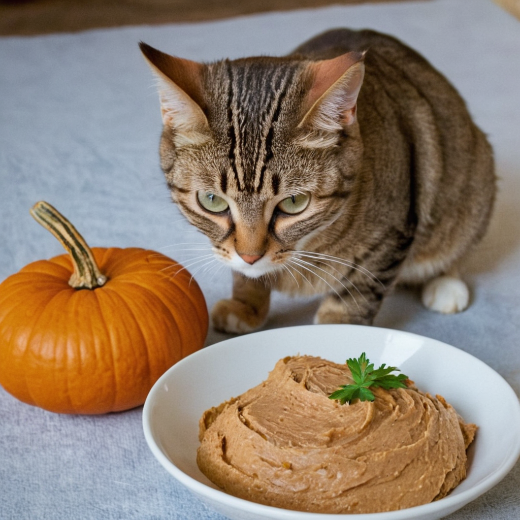 Gato mayor mirando curioso su nueva receta casera y natural Crema Nutritiva de Pavo y Calabacín